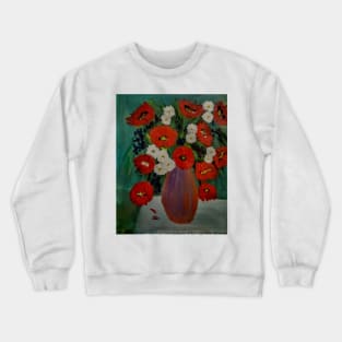 lovely red poppies and daisy's in metallic vase Crewneck Sweatshirt